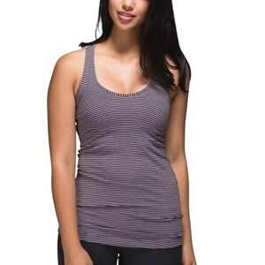 Lululemon Cool Racer‎ Back Tank Hyper Stripe Mauvelous Heathered Black Size 4